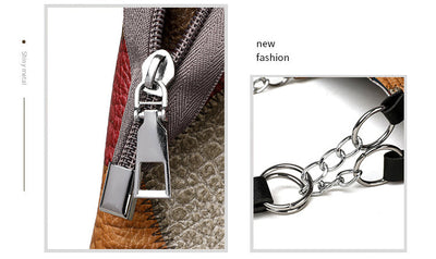 Retro Geometric Pattern Color-matching Shoulder Bag Fashion Large Capacity Stitching Handbag For Women Totes